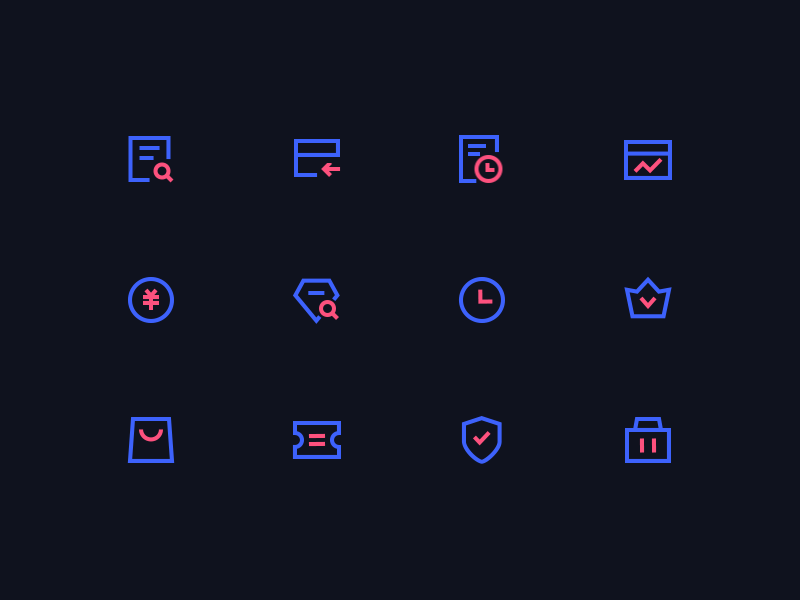 Set of dynamic financial icons colorful icons financial linear icon 动画 图标