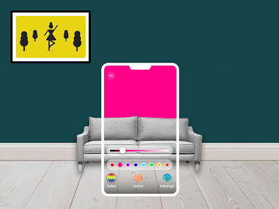 AR wall app 2020 trend adobe xd augmentedreality color dribbble shot illustraion livingroom mobile ui painting product texture wall xddailychallenge