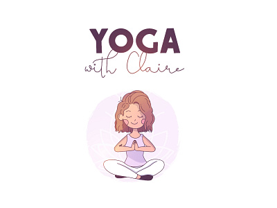 Yoga with Claire Logo branding design freelance girlillustration illustration logo typography yoga