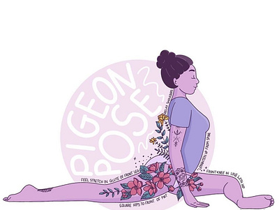 Yoga Series - Pigeon pose freelance girlillustration illustration yoga