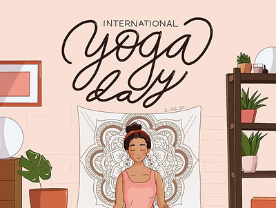 International Yoga Day design freelance girlillustration illustration typography yoga