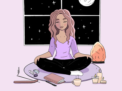 Full Moon Yin Yoga Illustration