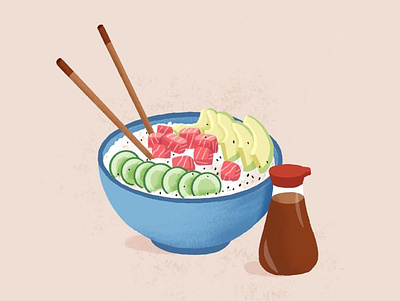 Poke Bowl food fooddrawing foodillustration illustration pokebowl procreate sushi