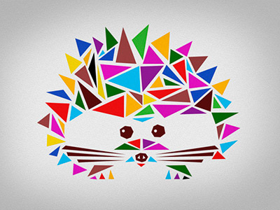 Hedgehog animal color cubism cute hedgehog hérisson shapes spiked triangles