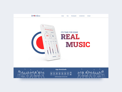 One pager website circles clapping counter d.j equalizer gradient music red and blue ui ux ui design whitespace