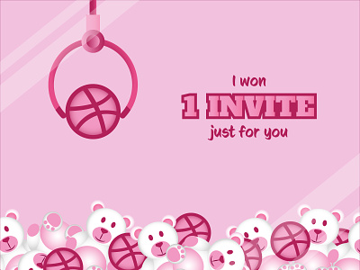 Dribbble invite dribbble invite game invite luck lucky pink prize teddy