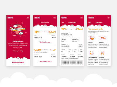 Boarding pass ui\ux design boarding pass clouds dailyui flight ticket logodesign red redesign tickets tips ui ux yellow
