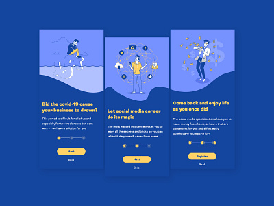 Onboarding career screens