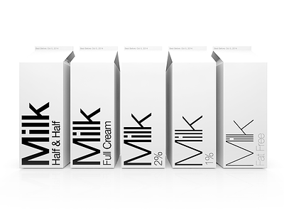 Minimalist Typographic Milk Cartons 3d helvetica milk modo typography