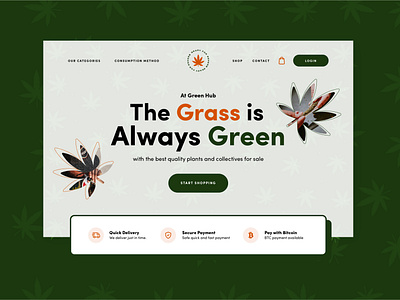 Green Hub Website canabis clean color design green minimal sketch typogaphy ui user inteface ux website weed