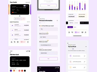 Klluster - App Screens ✨ card color dashboard design fintech mobile payment purple ui user inteface ux