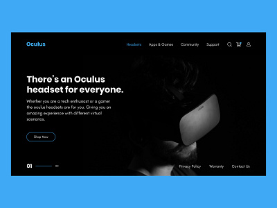 Oculus VR Landing Page clean color design icon identity lettering minimal typography ui user inteface ux web website