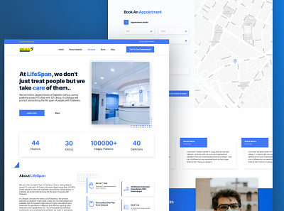 lifespan blue blue and white blue logo blues clean clinic doctors landingpage medical medical care minimal sketch ui web design website