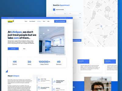 lifespan blue blue and white blue logo blues clean clinic doctors landingpage medical medical care minimal sketch ui web design website