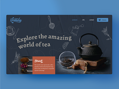 Tea-shop Design Concept barabaka clean coffe concept design landing shop tea ui ux vintage webdesign