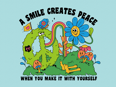 Smile for Peace art of the day artwork daily brand identity branding cartoon character design cute illustration freedom logo design motivational mushroom art peace art peace artwork retro character retro mascot smile for peace sunflower art trippy art vintage cartoon vintage mascot