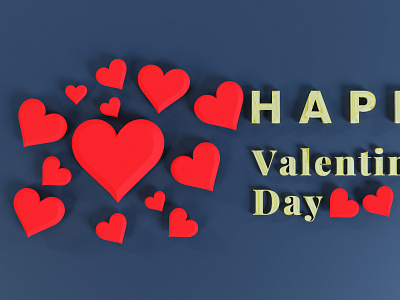Happy valentines day greeting 3d rendering