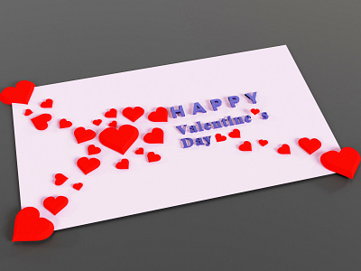 Happy valentines day greeting 3d rendering illustration