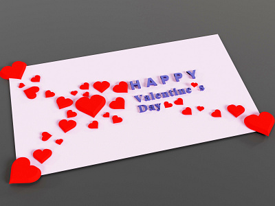 Happy valentines day greeting 3d rendering