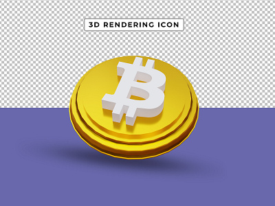 3d rendering icon, bitcoin golden icon blockchain