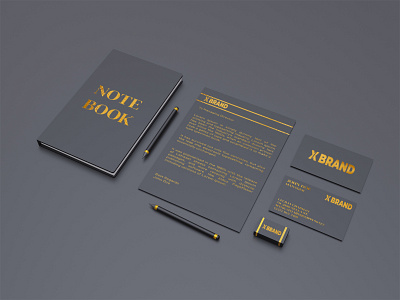 Luxury and Elegant Dark Branding Identity Stationery Set Mockup
