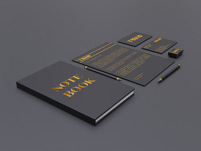 Luxury and Elegant Dark Branding Identity Stationery Set Mockup