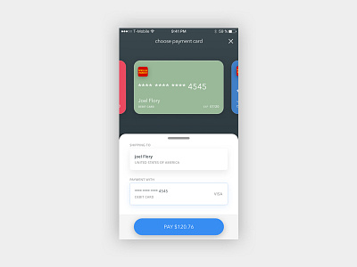 Ready to checkout? - Choose payment card appdesign checkout ios ui ux