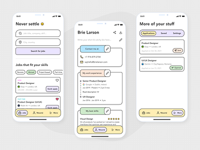 Job Board App app apply clean colorful cv ios job job board job platform jobs linkedin minimal modern redesign resume simple design ui ux