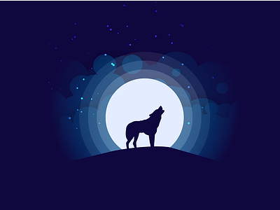 Moonlight Silhouette dark illustration landscape moonlight night silhouette wolf