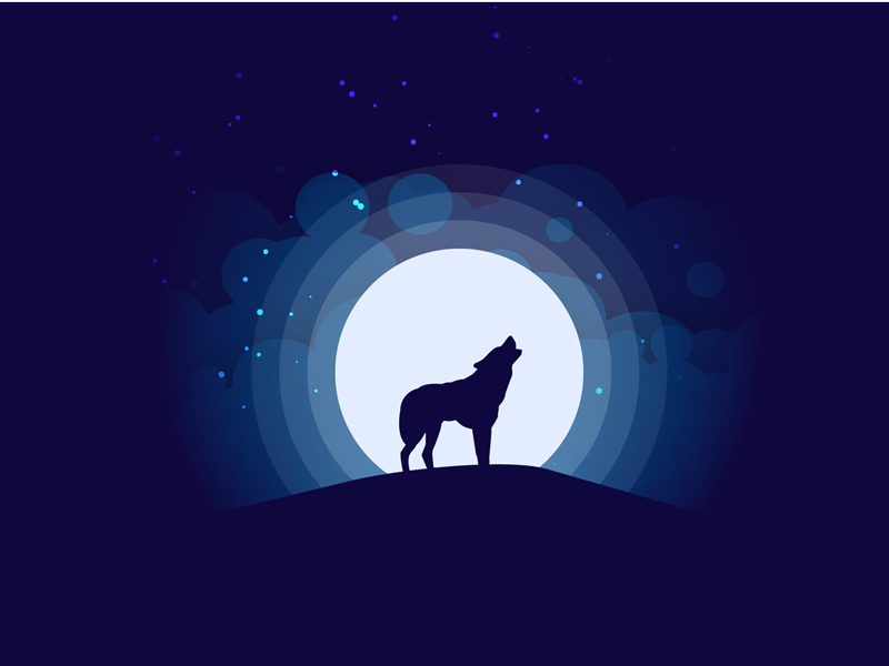 Moonlight Silhouette illustration wolf landscape moonlight night dark silhouette