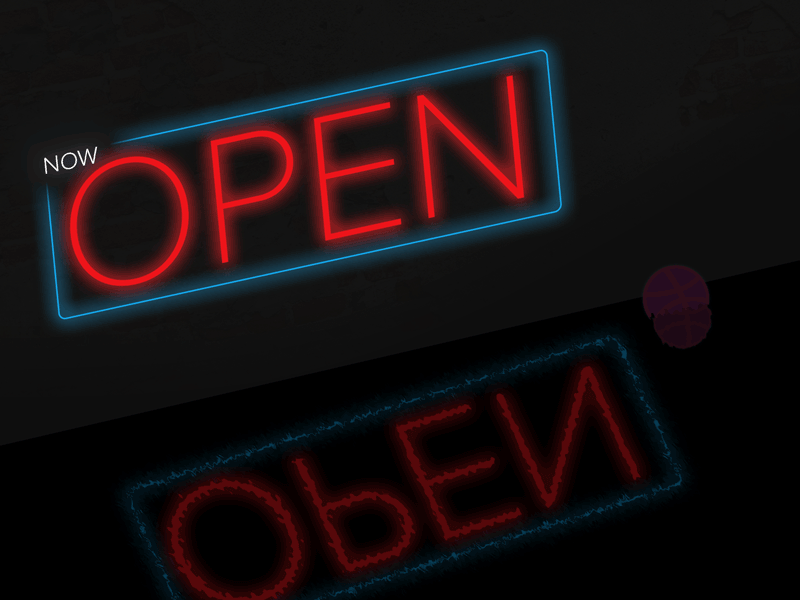 Now Open! animation colors debut dribbble gif graphic design neon now open water