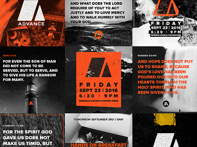 Advance Instagram Campaign art black design grid grunge instagram orange white