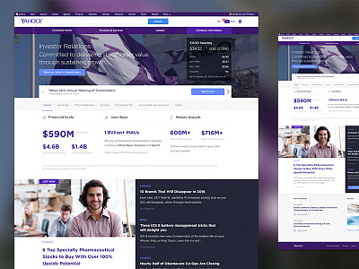 Yahoo Investor Relations clean dark design landing page purple sketch ui ux website yahoo