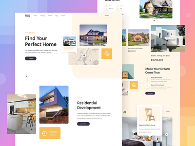 Real Estate Responsive Landing Page directory figma house landing listing page real estate responsive sketch ui ux xd