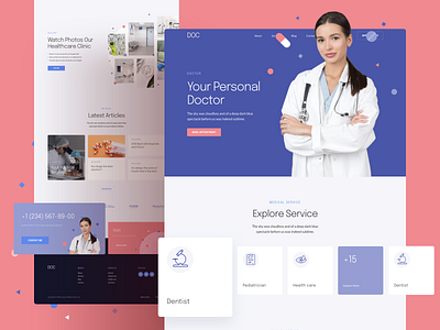 Doctor Responsive Landing Page clinic design doctor figma landing medical personal responsive sketch ui ux xd