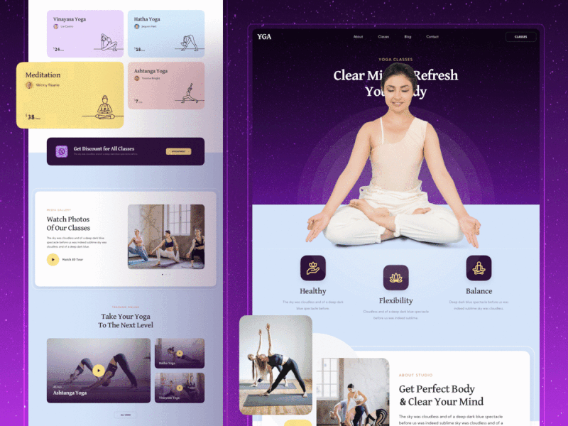 Yoga Responsive Landing Page class design figma landing page responsive sketch studio ui ux xd yoga