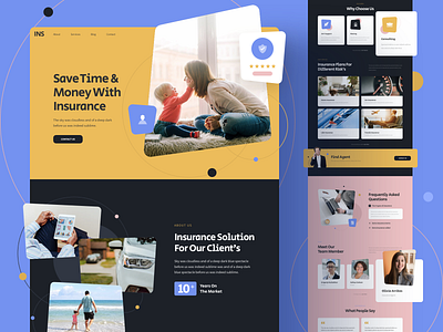 Insurance Responsive Landing Page agency figma finance insurance landing page responsive sketch template ui ux xd