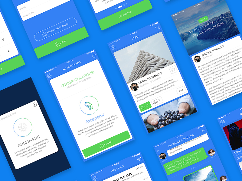 Blue Sky - Free iOS UI Kit psd kit ui ios free blue