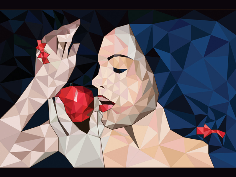 Red apple apple digital digitalpainting girl low lowpoly paint painting poly pussy