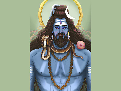 Shiva illustration mythology portrait shiva