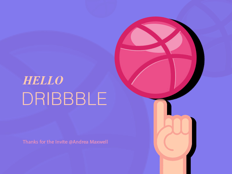 Hello Dribbble basketball illustration invitation playing shot