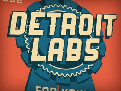 Detroit Labs building sign blue detroit labs ribbon vintage