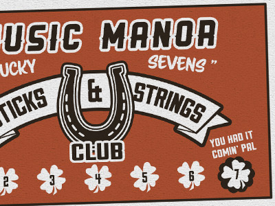 Lucky Sevens Sticks & Strings Club drum sticks guitar strings horseshoe lucky music vintage