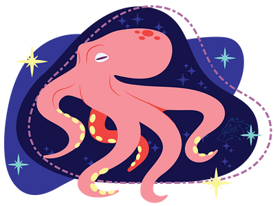 Outer Space Octopus illustration vector