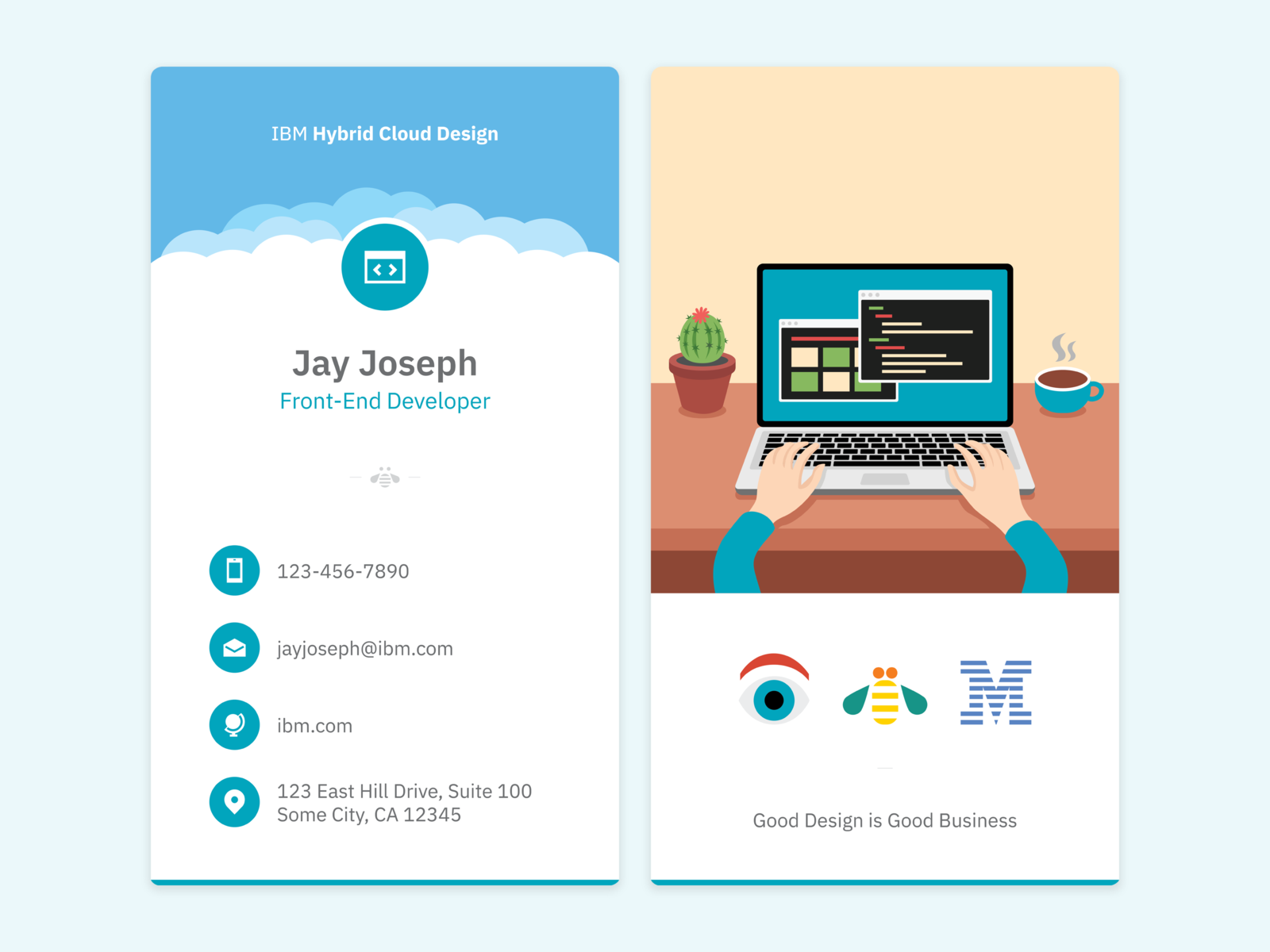 Business Card Design - Front-End Developer by Wayne Chou on Dribbble Throughout Ibm Business Card Template