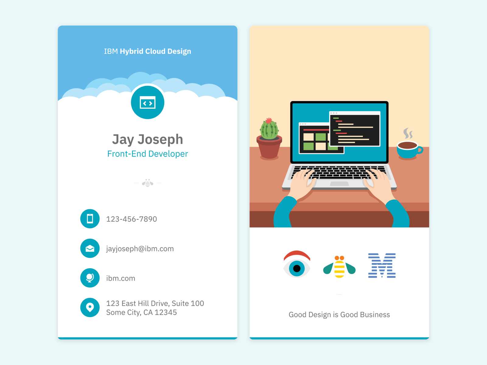 Business Card Design - Front-End Developer by Wayne Chou on Dribbble Inside Ibm Business Card Template