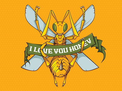 Stinger Bee Vector Illustration bee honey illustration sting typography vector yellow