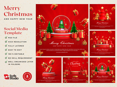 Merry Christmas & Happy New Year 3d 3d illustration banner christmas cover decoration design graphic design hoilday illustration instagram poster sale social media template xmas