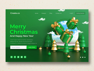 Chrismas Landing Page cover graphic design merry christmas