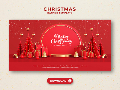 Chrismas Banner Template 3d 3d illustration banner christmas cover decoration graphic design illustration merry christmas